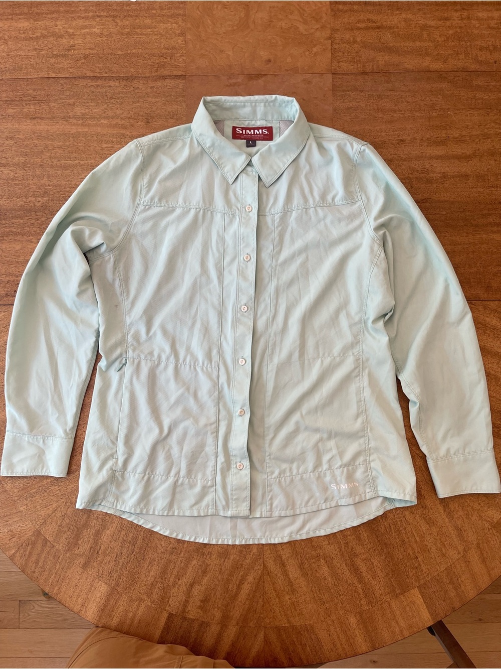 Simms Women's Isle L Shirt - spearmint - quick drying - back mesh panel - UPF 50